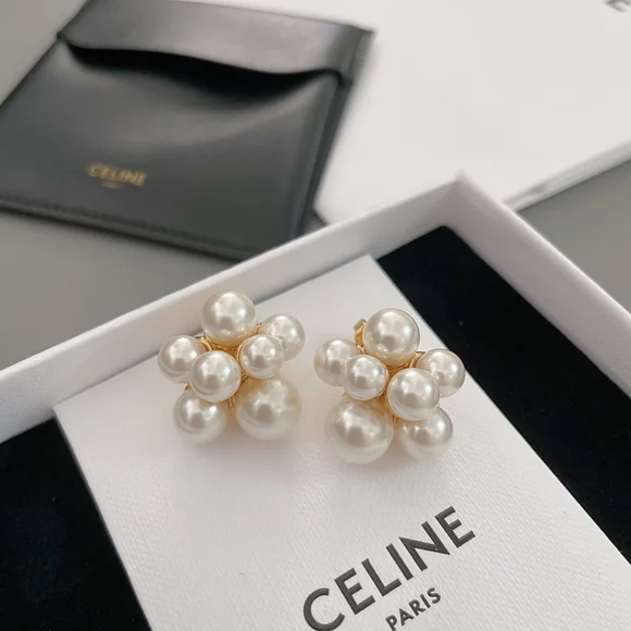 CELINE [Colored Bead Flower Earrings] Vintage Model
